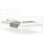 White solid wood bed frame with headboard 100x200 cm by , Beds and slatted bases - Ref: Foro24-3193912, Price: 108,32 €, Disc...
