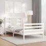 White solid wood bed frame with headboard 100x200 cm by , Beds and slatted bases - Ref: Foro24-3193912, Price: 108,32 €, Disc...