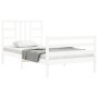 Weißer Massivholzbettrahmen mit Kopfteil 100x200 cm von , Betten und Lattenroste - Ref: Foro24-3193912, Preis: 111,77 €, Raba...