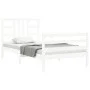 White solid wood bed frame with headboard 100x200 cm by , Beds and slatted bases - Ref: Foro24-3193912, Price: 108,32 €, Disc...