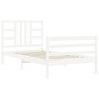 Weißer Massivholzbettrahmen mit Kopfteil 100x200 cm von , Betten und Lattenroste - Ref: Foro24-3193912, Preis: 111,77 €, Raba...