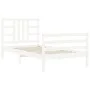 White solid wood bed frame with headboard 100x200 cm by , Beds and slatted bases - Ref: Foro24-3193912, Price: 108,32 €, Disc...