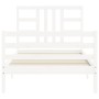 Weißer Massivholzbettrahmen mit Kopfteil 100x200 cm von , Betten und Lattenroste - Ref: Foro24-3193912, Preis: 111,77 €, Raba...