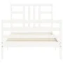 White solid wood bed frame with headboard 100x200 cm by , Beds and slatted bases - Ref: Foro24-3193912, Price: 108,32 €, Disc...