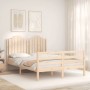Double bed frame with solid wood headboard by , Beds and slatted bases - Ref: Foro24-3194156, Price: 158,29 €, Discount: %