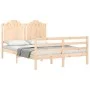 Double bed frame with solid wood headboard by , Beds and slatted bases - Ref: Foro24-3194156, Price: 151,27 €, Discount: %