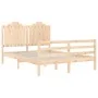 Double bed frame with solid wood headboard by , Beds and slatted bases - Ref: Foro24-3194156, Price: 151,27 €, Discount: %