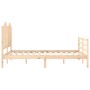 Double bed frame with solid wood headboard by , Beds and slatted bases - Ref: Foro24-3194156, Price: 158,29 €, Discount: %