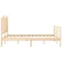 Double bed frame with solid wood headboard by , Beds and slatted bases - Ref: Foro24-3194156, Price: 151,27 €, Discount: %