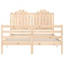 Double bed frame with solid wood headboard by , Beds and slatted bases - Ref: Foro24-3194156, Price: 158,29 €, Discount: %