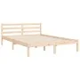 Double bed frame with solid wood headboard by , Beds and slatted bases - Ref: Foro24-3194156, Price: 151,27 €, Discount: %