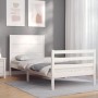 Weißer Massivholzbettrahmen mit Kopfteil 100x200 cm von , Betten und Lattenroste - Ref: Foro24-3194627, Preis: 132,91 €, Raba...