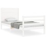 White solid wood bed frame with headboard 100x200 cm by , Beds and slatted bases - Ref: Foro24-3194627, Price: 132,91 €, Disc...