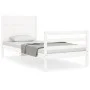 White solid wood bed frame with headboard 100x200 cm by , Beds and slatted bases - Ref: Foro24-3194627, Price: 128,72 €, Disc...