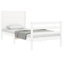 White solid wood bed frame with headboard 100x200 cm by , Beds and slatted bases - Ref: Foro24-3194627, Price: 132,91 €, Disc...