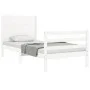 White solid wood bed frame with headboard 100x200 cm by , Beds and slatted bases - Ref: Foro24-3194627, Price: 128,72 €, Disc...