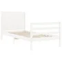 White solid wood bed frame with headboard 100x200 cm by , Beds and slatted bases - Ref: Foro24-3194627, Price: 128,72 €, Disc...