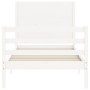 White solid wood bed frame with headboard 100x200 cm by , Beds and slatted bases - Ref: Foro24-3194627, Price: 132,91 €, Disc...