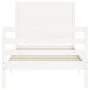 White solid wood bed frame with headboard 100x200 cm by , Beds and slatted bases - Ref: Foro24-3194627, Price: 128,72 €, Disc...