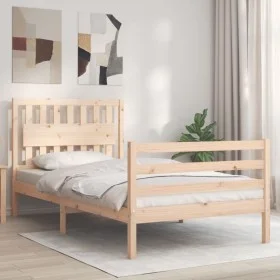 Bed frame with solid wood headboard 100x200 cm by , Beds and slatted bases - Ref: Foro24-3194301, Price: 115,82 €, Discount: %