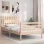 Bed frame with solid wood headboard 100x200 cm by , Beds and slatted bases - Ref: Foro24-3194301, Price: 117,38 €, Discount: %