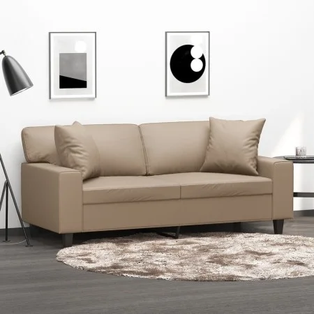 2-seater sofa with cappuccino synthetic leather cushions 140 cm by , Sofas - Ref: Foro24-3200870, Price: 282,31 €, Discount: %