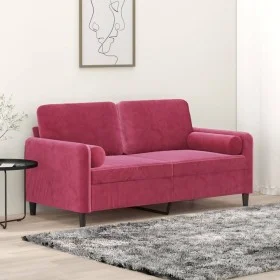 2-seater sofa with red velvet cushions 140 cm by , Sofas - Ref: Foro24-3200885, Price: 240,41 €, Discount: %