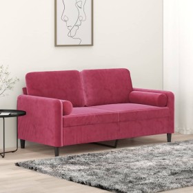 2-Sitzer-Sofa mit roten Samtkissen 140 cm von , Sofas - Ref: Foro24-3200885, Preis: 244,44 €, Rabatt: %