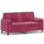 2-seater sofa with red velvet cushions 140 cm by , Sofas - Ref: Foro24-3200885, Price: 240,41 €, Discount: %