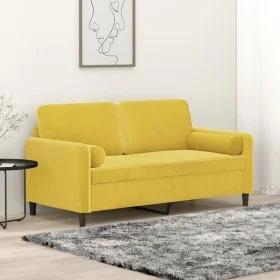 2-seater sofa with yellow velvet cushions 140 cm by , Sofas - Ref: Foro24-3200887, Price: 227,50 €, Discount: %