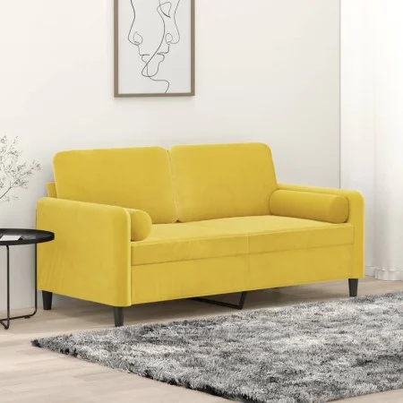 2-seater sofa with yellow velvet cushions 140 cm by , Sofas - Ref: Foro24-3200887, Price: 227,50 €, Discount: %