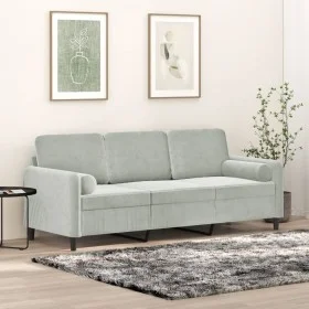 3-seater sofa with light gray velvet cushions 180 cm by , Sofas - Ref: Foro24-3200891, Price: 274,31 €, Discount: %