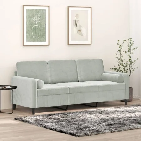 3-Sitzer-Sofa mit hellgrauen Samtkissen 180 cm von , Sofas - Ref: Foro24-3200891, Preis: 274,31 €, Rabatt: %