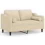 Sofá de 2 plazas con cojines tela color crema 120 cm de , Sofás - Ref: Foro24-3200839, Precio: 215,59 €, Descuento: %