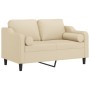 2-Sitzer-Sofa mit cremefarbenen Stoffkissen 120 cm von , Sofas - Ref: Foro24-3200839, Preis: 218,55 €, Rabatt: %