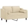 Sofá de 2 plazas con cojines tela color crema 120 cm de , Sofás - Ref: Foro24-3200839, Precio: 215,59 €, Descuento: %
