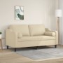 2-seater sofa with cream fabric cushions 140 cm by , Sofas - Ref: Foro24-3200847, Price: 231,62 €, Discount: %