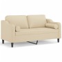 2-seater sofa with cream fabric cushions 140 cm by , Sofas - Ref: Foro24-3200847, Price: 231,62 €, Discount: %