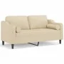 2-seater sofa with cream fabric cushions 140 cm by , Sofas - Ref: Foro24-3200847, Price: 228,09 €, Discount: %
