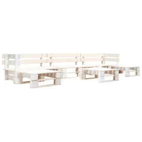 6-piece white wooden pallet garden furniture set by , Garden sets - Ref: Foro24-277399, Price: 346,79 €, Discount: %