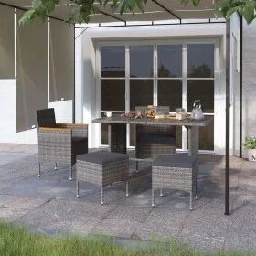 Gartenstuhl und Hocker Set 4-teilig PE Rattan grau von , Gartenstühle - Ref: Foro24-310615, Preis: 205,35 €, Rabatt: %