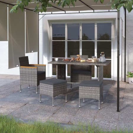 Juego de silla de jardín y taburete 4 piezas ratán PE gris de , Sillas de jardín - Ref: Foro24-310615, Precio: 208,87 €
