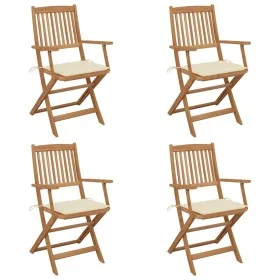 4 Stück klappbare Gartenstühle und Kissen aus massivem Akazienholz von , Gartenstühle - Ref: Foro24-3064619, Preis: 203,56 €,...