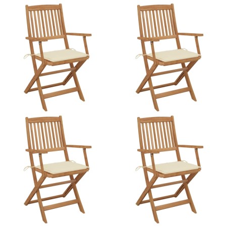 4 Stück klappbare Gartenstühle und Kissen aus massivem Akazienholz von , Gartenstühle - Ref: Foro24-3064619, Preis: 231,28 €,...