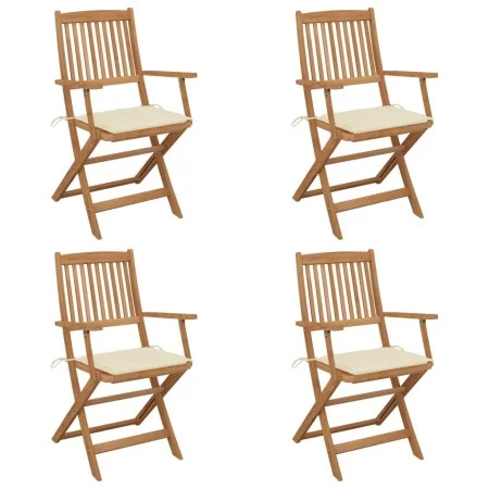 Sillas de jardín plegables 4 uds y cojines madera maciza acacia de , Sillas de jardín - Ref: Foro24-3064619, Precio: 203,53 €...