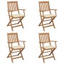 4 Stück klappbare Gartenstühle und Kissen aus massivem Akazienholz von , Gartenstühle - Ref: Foro24-3064619, Preis: 231,28 €,...