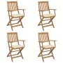 Sillas de jardín plegables 4 uds y cojines madera maciza acacia de , Sillas de jardín - Ref: Foro24-3064619, Precio: 203,53 €...