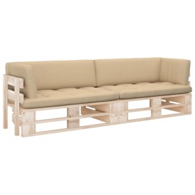 2-Sitzer-Palettensofa mit Kissen aus imprägniertem Kiefernholz von , Gartensets - Ref: Foro24-3066676, Preis: 307,29 €, Rabat...