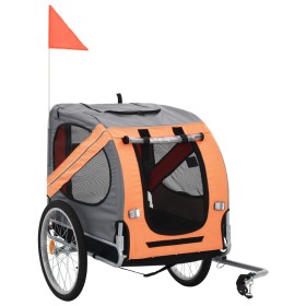 Remolque de bicicleta para mascotas naranja y gris