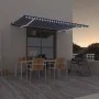 Toldo manual retráctil con LED azul y blanco 500x350 cm by , Awnings - Ref: Foro24-3069221, Price: 489,24 €, Discount: %